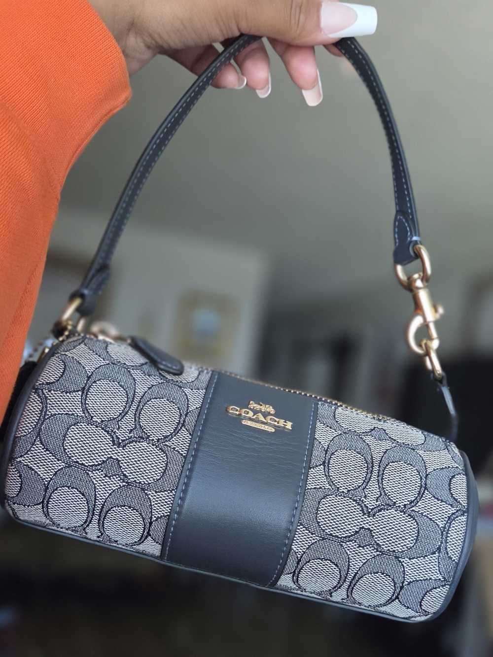 Coach purse Coach Nolita Barrel Bag Signature Navy CU989